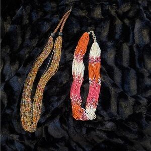 Multicolor & Multi Strand Sea Bead  Necklace Set of 2